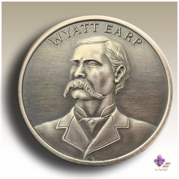 Wyatt Earp face on the silver coin