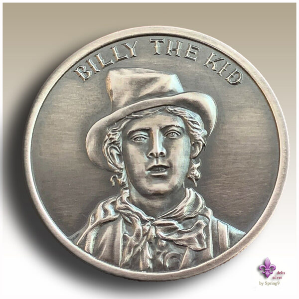 Billy the Kid face on a coin
