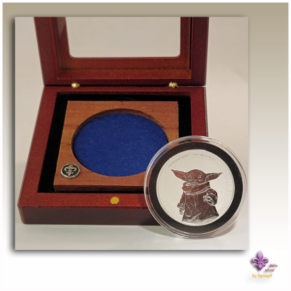 Baby Yoda coin inside a presentation Case