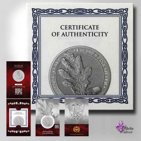 Certificate for Oak leaf coin collection