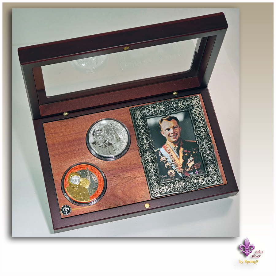 2021 Germania Interkosmos Yuri Gagarin 2 silver coins in a Display Case Set-301