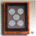presentation case with five coins in capsules