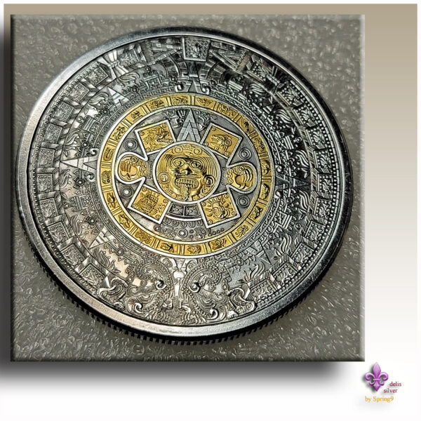 Aztec Callendar silver coin gilded