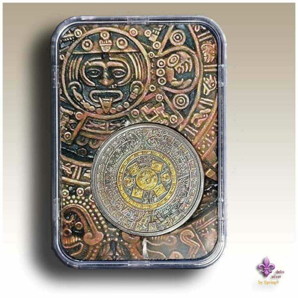 slab and gilded Aztec Callendar coin