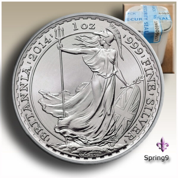 Btitannia with the trident on the silver coin