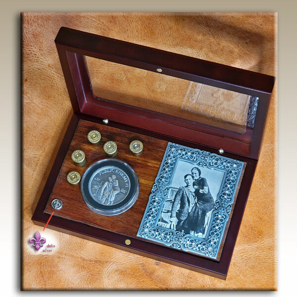 presentation case with a silver coin