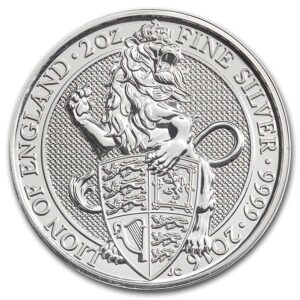 a silver coin with a lion holding a shield