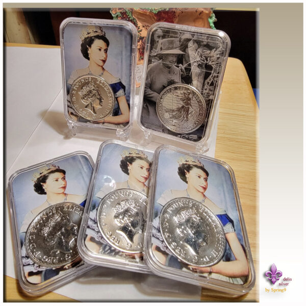 queen pictures in slabs with coins