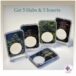 five slabs with holes for coins