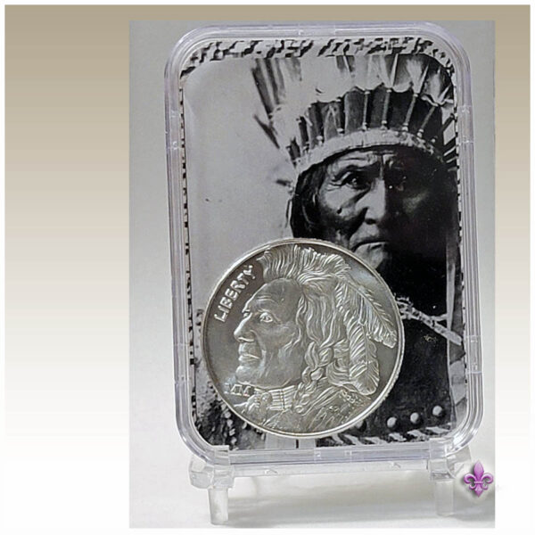 image of an Indian with a coin in a slab