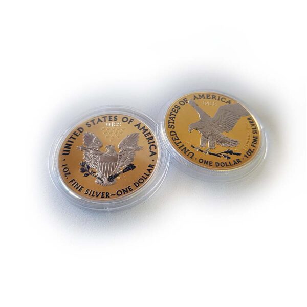 two silver coins gilded