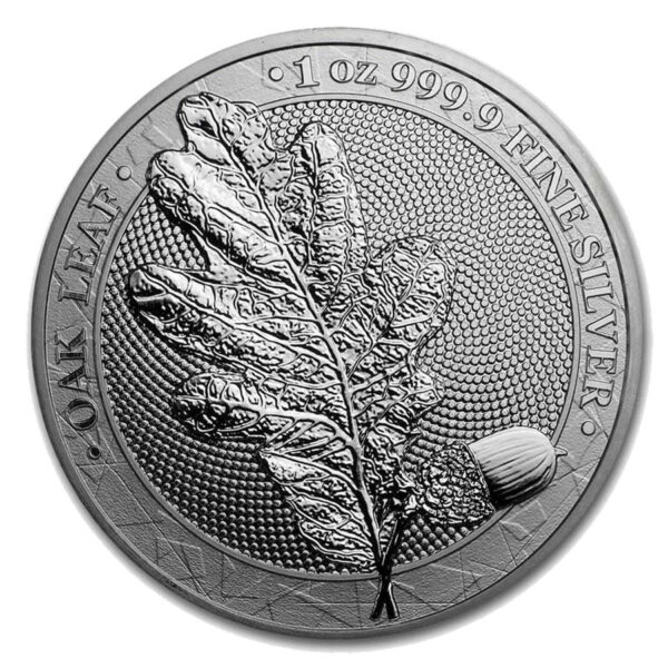 picture of a silver coin with the oak leaf