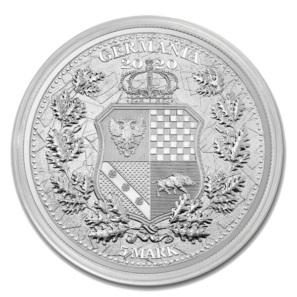 Reverse side of a silver coin