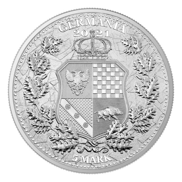 Reverse side of a coin with a shield