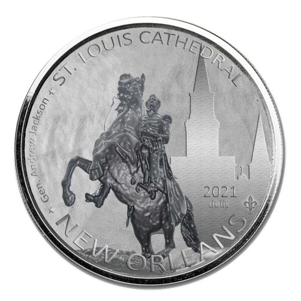 New Orleans horseman on silver background