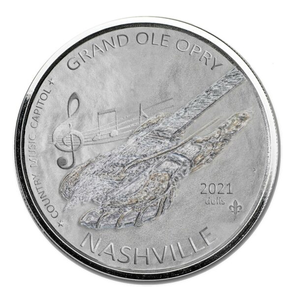 Nashville guitar picture on a silver coin