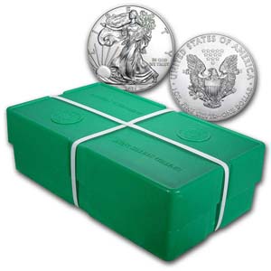 green mint box with straps and two coins