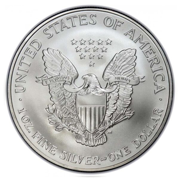 a silver coin with a eagle and stars