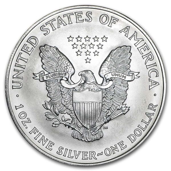 a silver coin with a eagle and stars