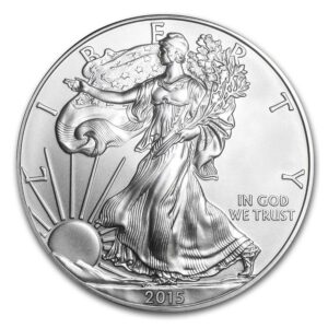 2015 American Silver Eaglea woman holding a flag
