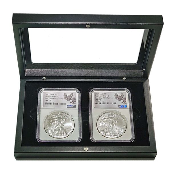 a silver coins in a case