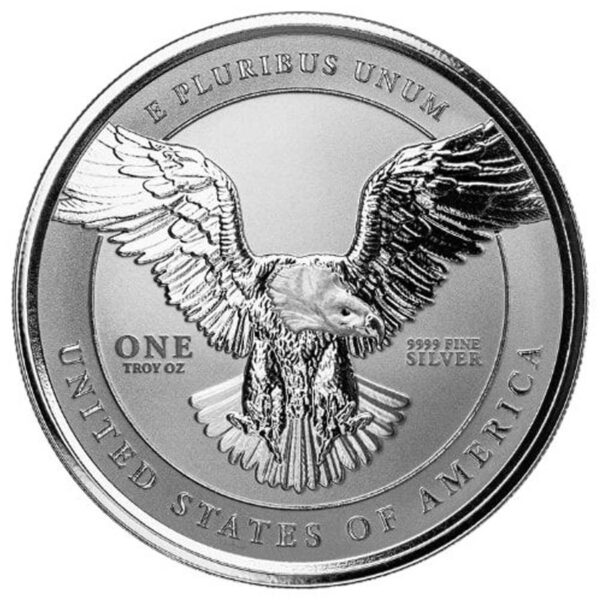 a silver coin with a picture of an eagle