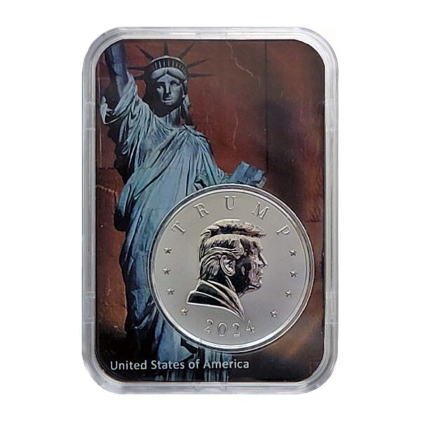 a silver coin in a plastic case