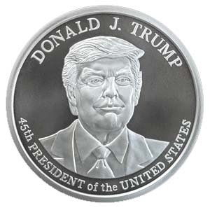 president face with tie on silver coin