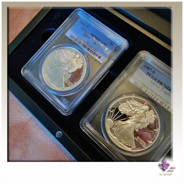 a silver coins in plastic cases