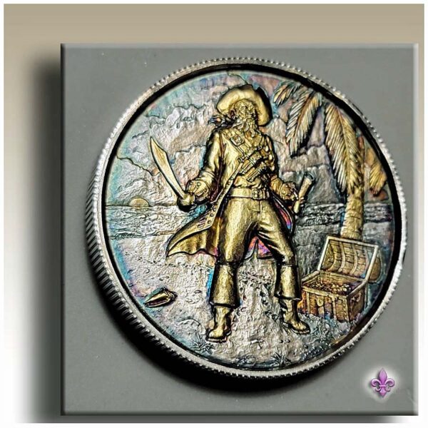 a coin with a pirate on it