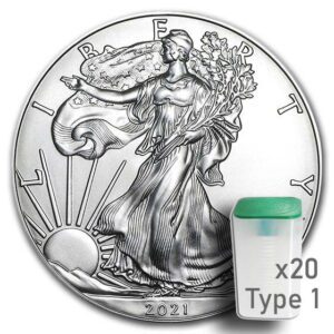 Tube of 20 American Silver Eagles walking Liberty and the sun