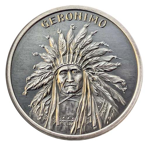 Geronimo Antiqued coin